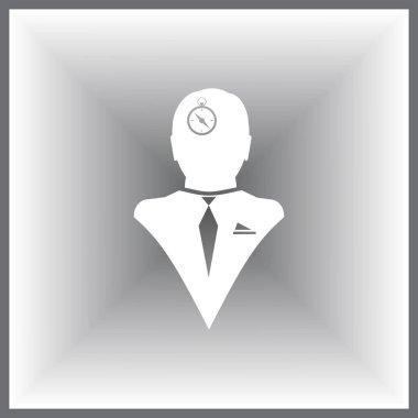 Bir erkek baş simgesi bir pusula ile gösteren resim