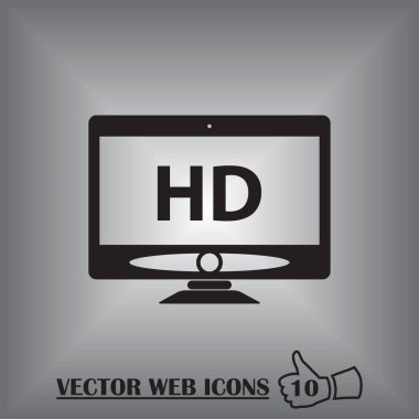 Bilgisayar monitörü simgesi. Düz bilgisayar sembolü. Vektör illüstrasyonu, EPS10.