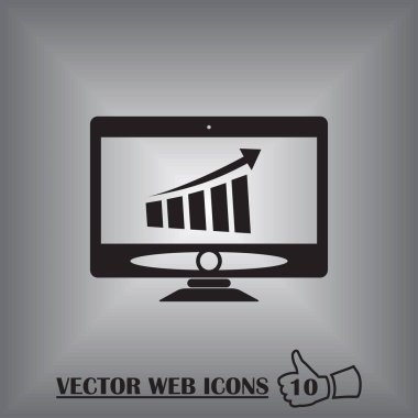 Bilgisayar monitörü simgesi. Düz bilgisayar sembolü. Vektör illüstrasyonu, EPS10.