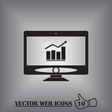 Bilgisayar monitörü simgesi. Düz bilgisayar sembolü. Vektör illüstrasyonu, EPS10.