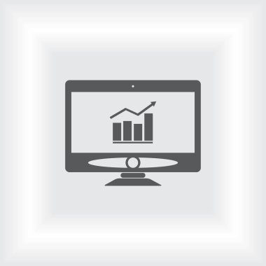 Bilgisayar monitörü simgesi. Düz bilgisayar sembolü. Vektör illüstrasyonu, EPS10.