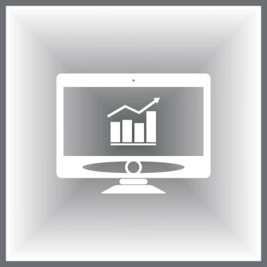 Bilgisayar monitörü simgesi. Düz bilgisayar sembolü. Vektör illüstrasyonu, EPS10.