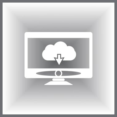 Bilgisayar monitörü simgesi. Düz bilgisayar sembolü. Vektör illüstrasyonu, EPS10.