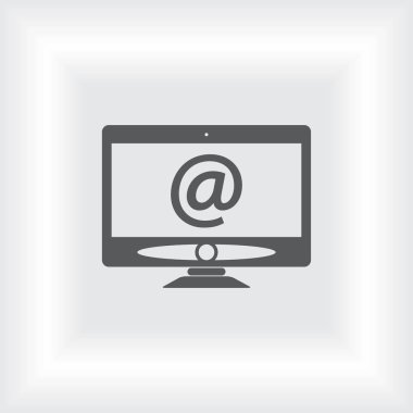 Bilgisayar monitörü simgesi. Düz bilgisayar sembolü. Vektör illüstrasyonu, EPS10.