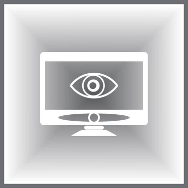 Bilgisayar monitörü simgesi. Düz bilgisayar sembolü. Vektör illüstrasyonu, EPS10.