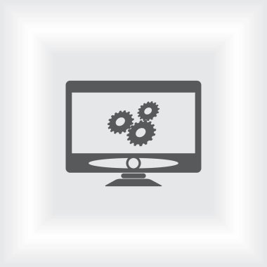 Bilgisayar monitörü simgesi. Düz bilgisayar sembolü. Vektör illüstrasyonu, EPS10.