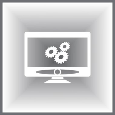 Bilgisayar monitörü simgesi. Düz bilgisayar sembolü. Vektör illüstrasyonu, EPS10.