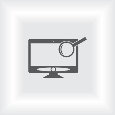Bilgisayar monitörü simgesi. Düz bilgisayar sembolü. Vektör illüstrasyonu, EPS10.