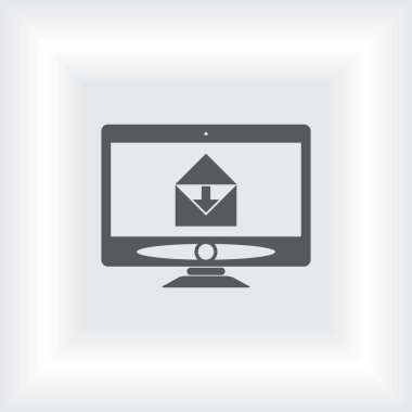 Bilgisayar monitörü simgesi. Düz bilgisayar sembolü. Vektör illüstrasyonu, EPS10.