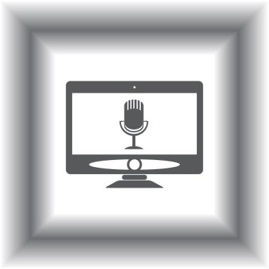 Bilgisayar monitörü simgesi. Düz bilgisayar sembolü. Vektör illüstrasyonu, EPS10.