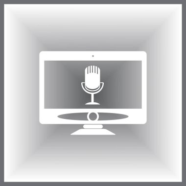 Bilgisayar monitörü simgesi. Düz bilgisayar sembolü. Vektör illüstrasyonu, EPS10.