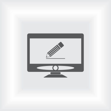 Bilgisayar monitörü simgesi. Düz bilgisayar sembolü. Vektör illüstrasyonu, EPS10.