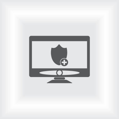 Bilgisayar monitörü simgesi. Düz bilgisayar sembolü. Vektör illüstrasyonu, EPS10.