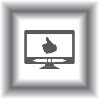 Bilgisayar monitörü simgesi. Düz bilgisayar sembolü. Vektör illüstrasyonu, EPS10.