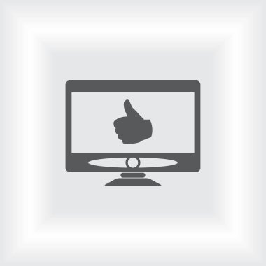 Bilgisayar monitörü simgesi. Düz bilgisayar sembolü. Vektör illüstrasyonu, EPS10.