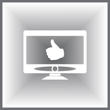 Bilgisayar monitörü simgesi. Düz bilgisayar sembolü. Vektör illüstrasyonu, EPS10.