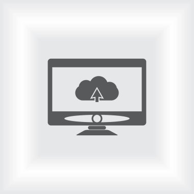 Bilgisayar monitörü simgesi. Düz bilgisayar sembolü. Vektör illüstrasyonu, EPS10.