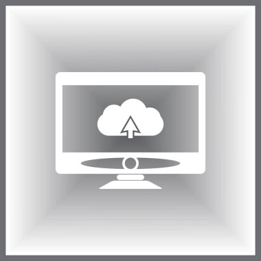 Bilgisayar monitörü simgesi. Düz bilgisayar sembolü. Vektör illüstrasyonu, EPS10.