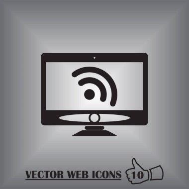 Bilgisayar monitörü simgesi. Düz bilgisayar sembolü. Vektör illüstrasyonu, EPS10.