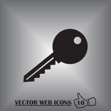 Gri arka plan üzerinde izole trendy düz stil anahtar simgesi.