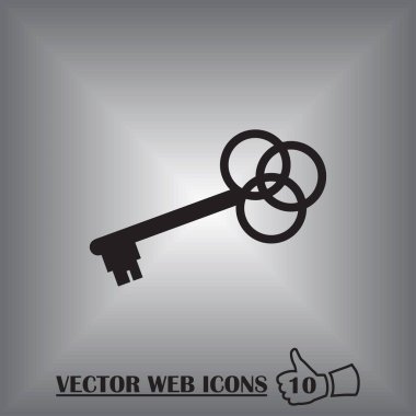 Gri arka plan üzerinde izole trendy düz stil anahtar simgesi.