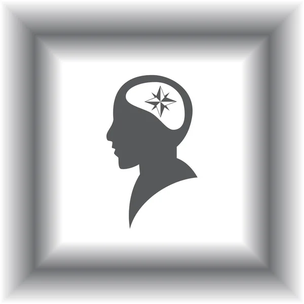 Illusztráció: egy férfi fej ikon-val egy iránytű — Stock Vector