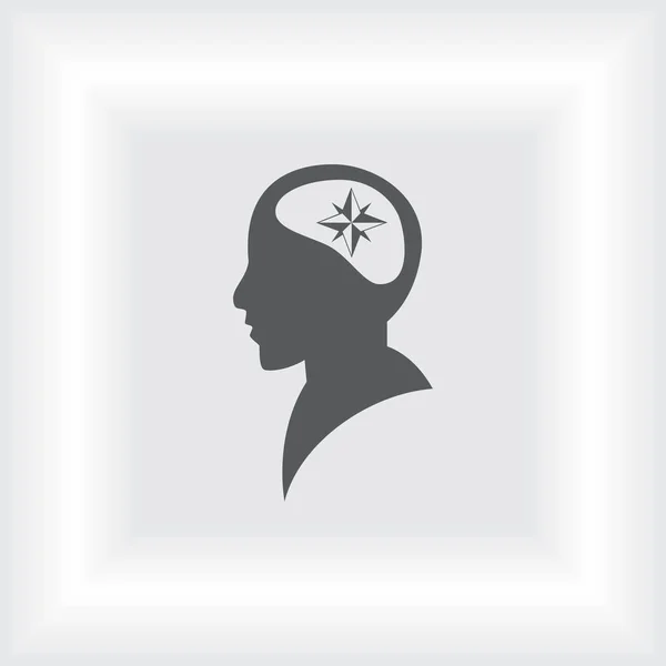 Bir erkek baş simgesi bir pusula ile gösteren resim — Stok Vektör