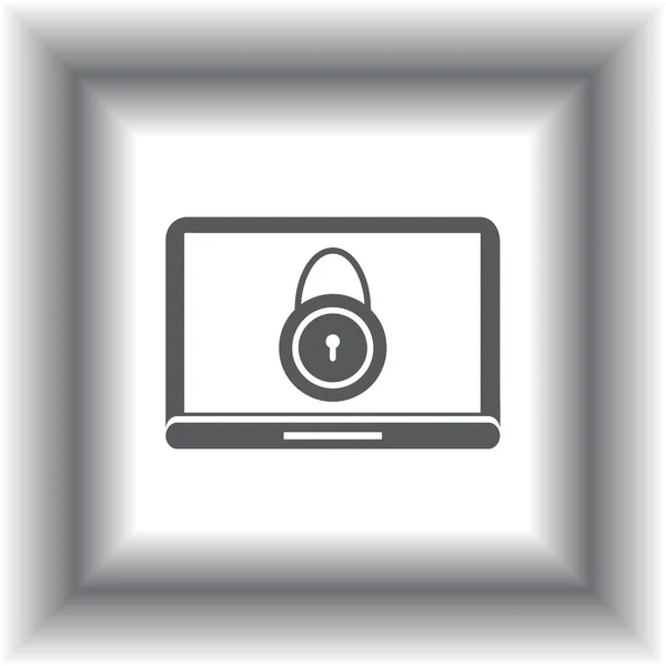 Laptop i blokady ikony w modnym stylu płaski na białym tle na szarym tle — Wektor stockowy