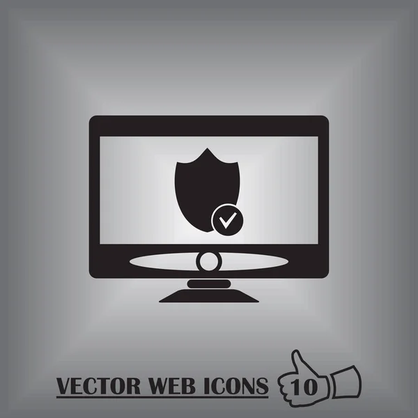 Computer monitor icon. Flat PC symbol. Vector illustration, EPS10. — Stock Vector