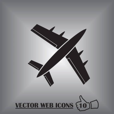 Düzlem simgesi vektörü, katı illüstrasyon