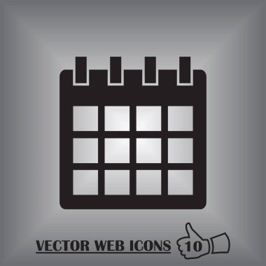 Takvim simgesi, vektör illüstrasyonu. Düz tasarım biçimi