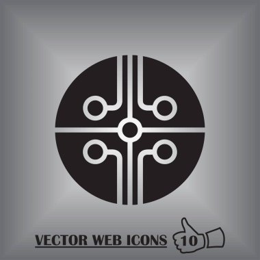 Devre kartı, teknoloji ikonu, vektör illüstrasyonu. Düz tasarım biçimi