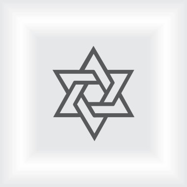 Yahudi Davut'un yıldızı altı sivri uçlu yıldız ile iç içe stil vektör simgesi