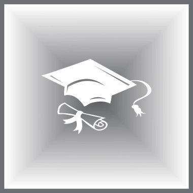 Mezuniyet kep ve diploma web simgesi. vektör çizim