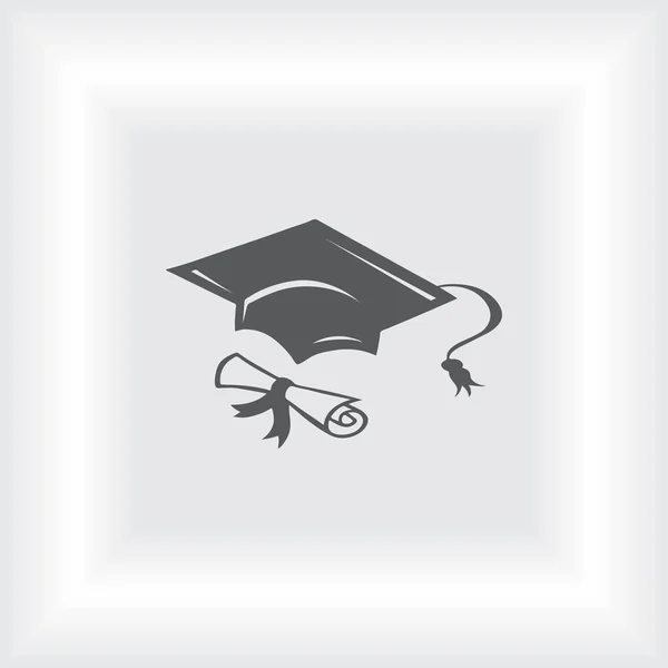 Abschluss Mütze und Diplom Web-Symbol. Vektorillustration — Stockvektor