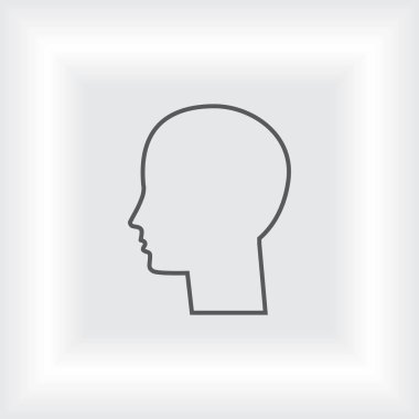 Adam baş simge, düğme, gri bir arka plan üzerinde izole. Vektör.