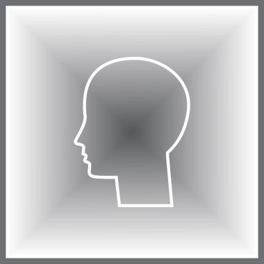 Adam baş simge, düğme, gri bir arka plan üzerinde izole. Vektör.