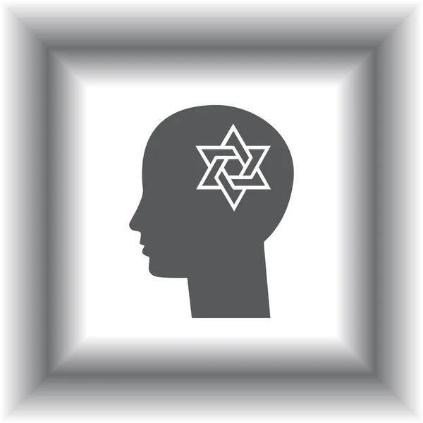 Myślenia głowa i Gwiazda Dawida, osoba religijna, Żyd lub Izraela — Wektor stockowy