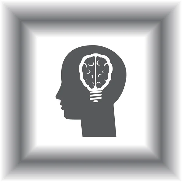 Pictograph av hjärnan glödlampa koncept — Stock vektor