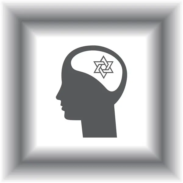 Εικονογράφηση ενός αρσενικό κεφάλι εικονίδιο με ένα αστέρι David — Διανυσματικό Αρχείο