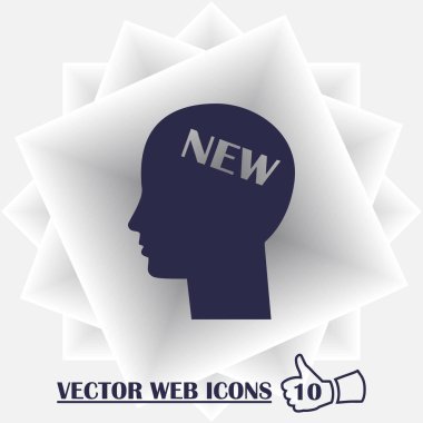 kafa beyin simgesi ile. kafasında yeni metin