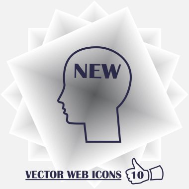 kafa beyin simgesi ile. kafasında yeni metin