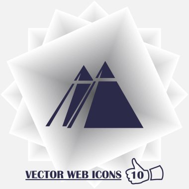 Piramitler simgesi üzerinde arka izole. Modern düz piktogram. Logo illüstrasyon