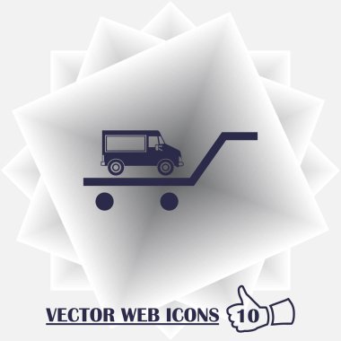 sepeti simge vektör arabaya. Vektör çizim.