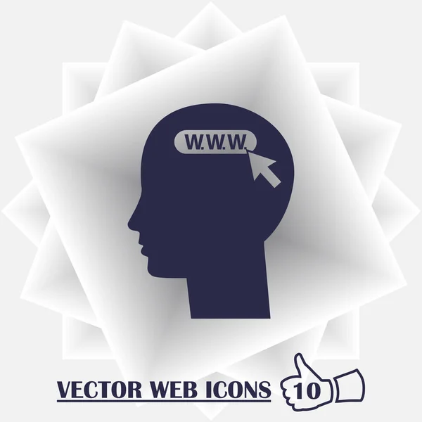 Ilustración de cabeza masculina con el texto WWW — Vector de stock
