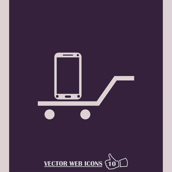 Icône de ligne de panier en ligne avec téléphone . — Image vectorielle