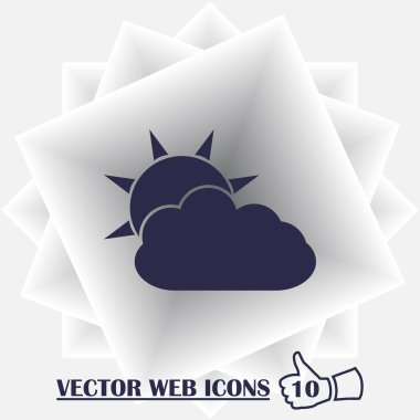 Düz güneş ve bulut hava durumu ikonu