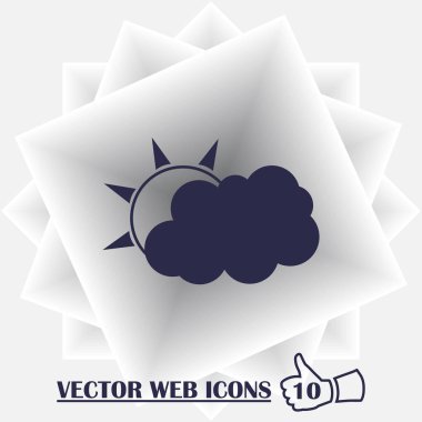 Düz güneş ve bulut hava durumu ikonu