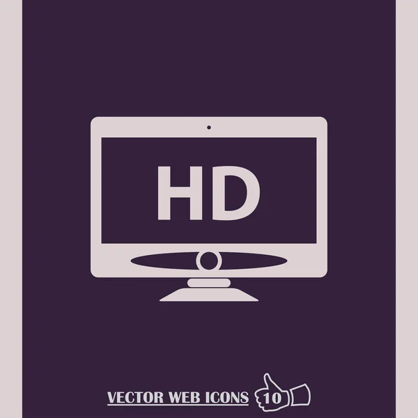 Ícone vetorial HD widescreen TV . — Vetor de Stock