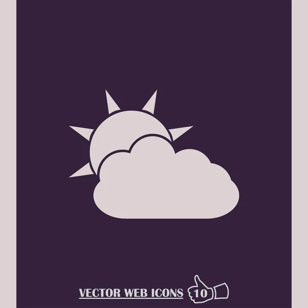 Flat sun and cloud weather web icon — Stock Vector